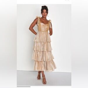 Elegant Lulu Gold Tiered Dress- M